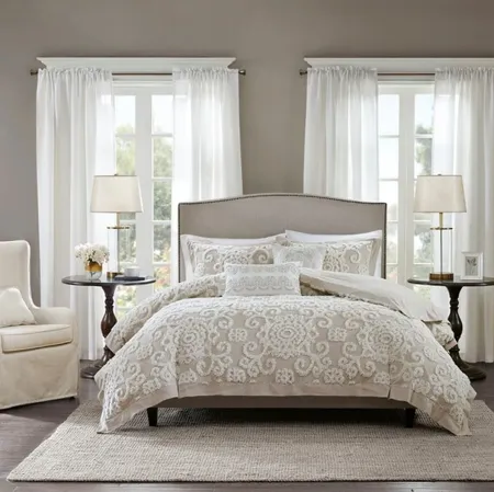 Olliix by Harbor House Taupe King Suzanna Cotton Comforter Mini Set