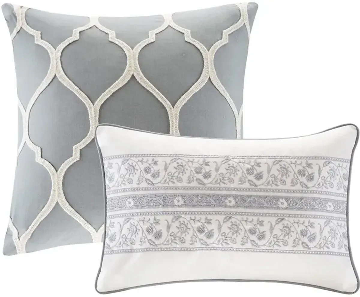 Olliix by Harbor House 6 Piece Grey Full Hallie Cotton Comforter Set