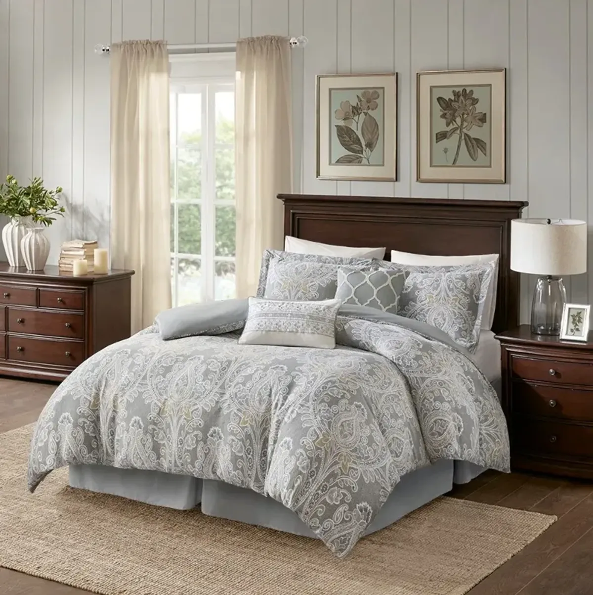Olliix by Harbor House 6 Piece Grey Full Hallie Cotton Comforter Set