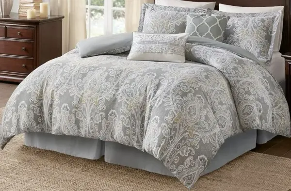 Olliix by Harbor House 6 Piece Grey Full Hallie Cotton Comforter Set