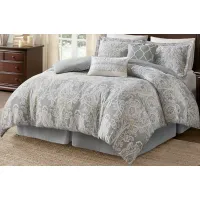 Olliix by Harbor House 6 Piece Grey California King Hallie Cotton Comforter Set