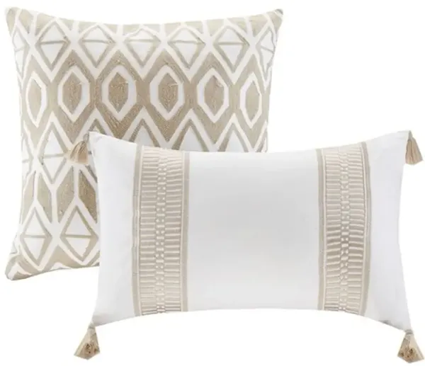 Olliix by Harbor House Taupe Full/Queen Anslee 3 Piece Cotton Yarn Dyed Comforter Set