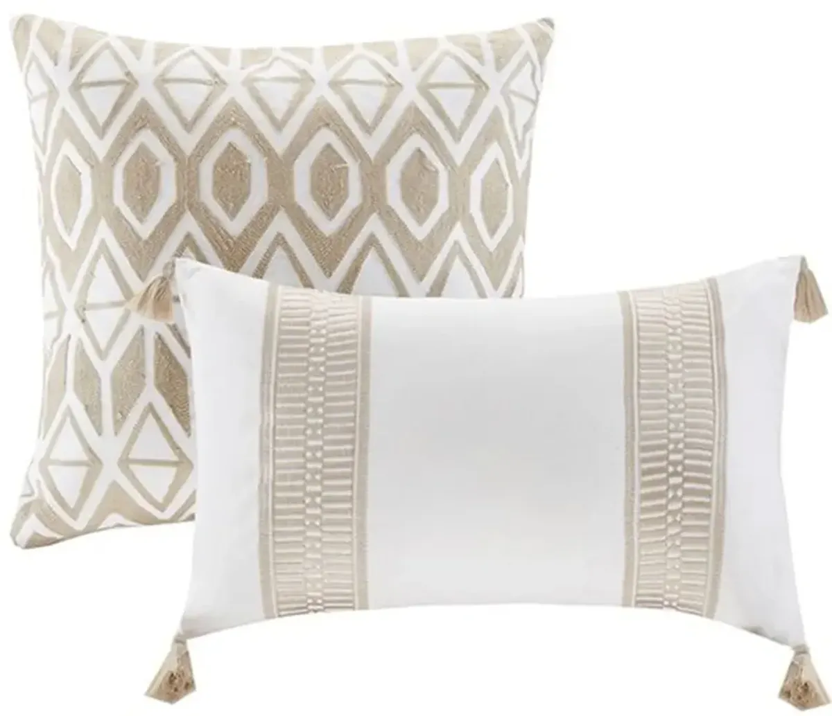 Olliix by Harbor House Taupe King Anslee 3 Piece Cotton Yarn Dyed Comforter Set