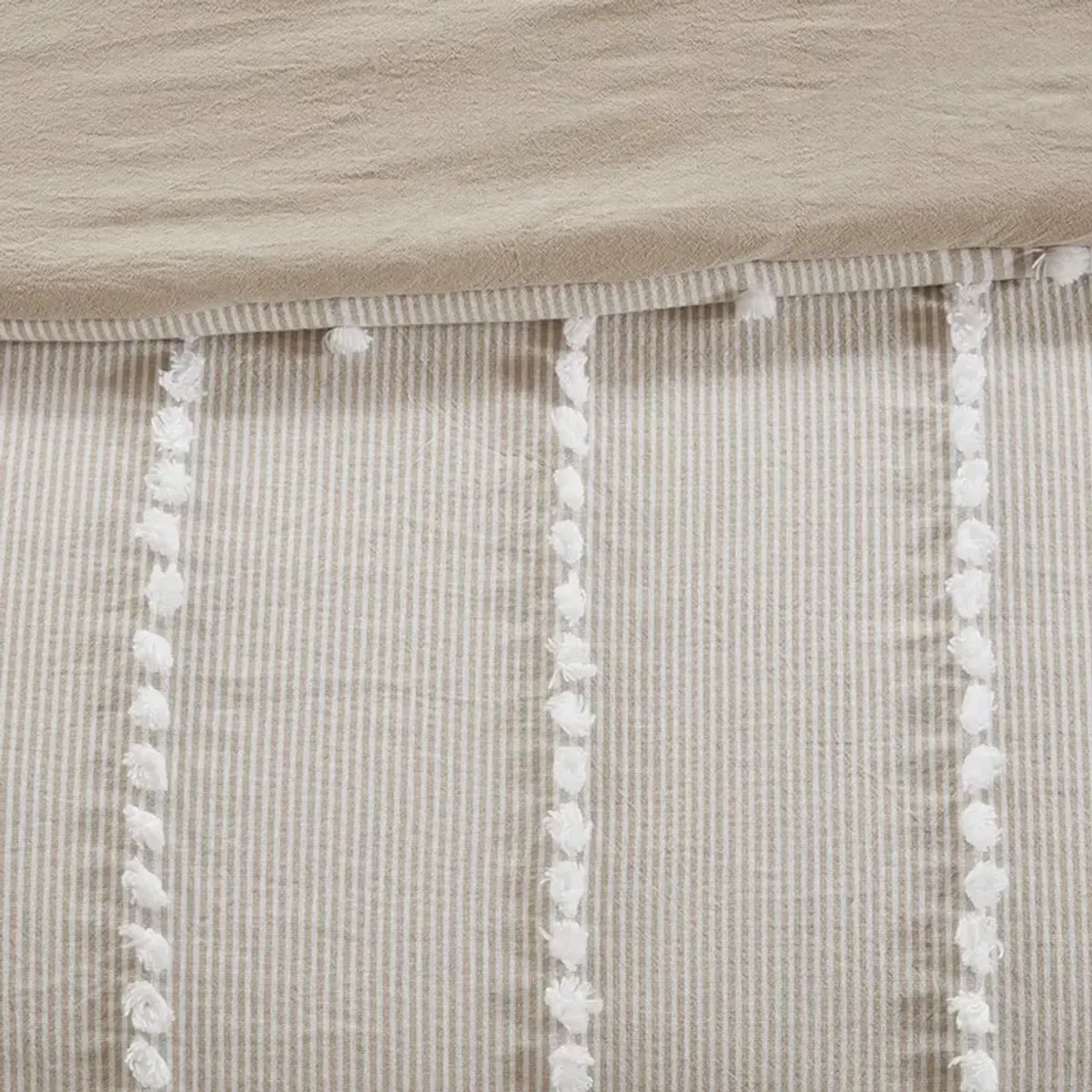 Olliix by Harbor House 3 Piece Taupe King Anslee Cotton Yarn Dyed Duvet Cover Set