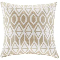 Olliix by Harbor House Taupe Anslee Embroidered Cotton Square Decorative Pillow
