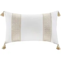Olliix by Harbor House Taupe Anslee Embroidered Cotton Oblong Decorative Pillow