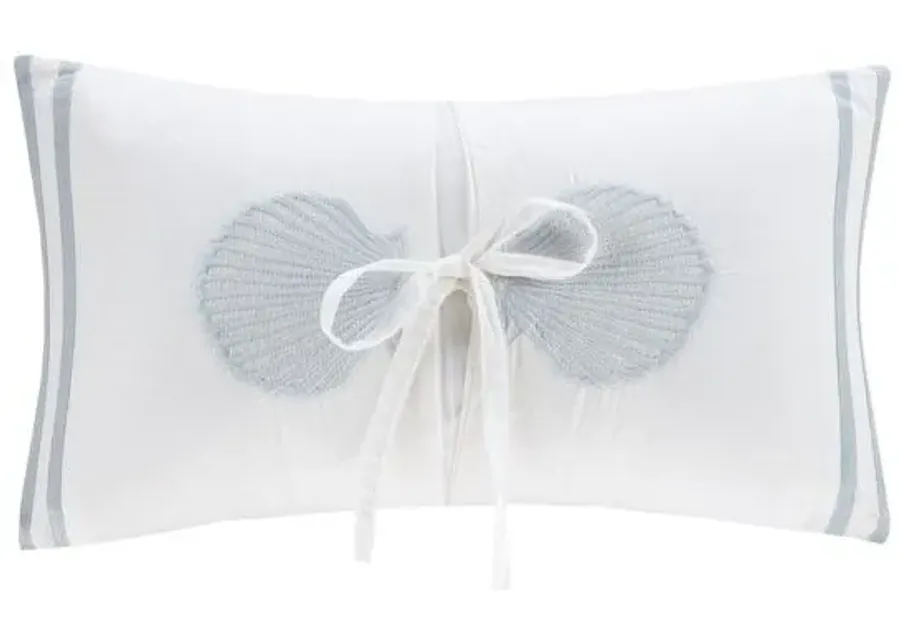 Olliix by Harbor House White Crystal Beach Embroidered Oblong Pillow