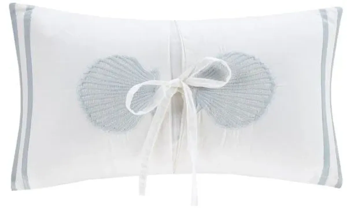 Olliix by Harbor House White Crystal Beach Embroidered Oblong Pillow