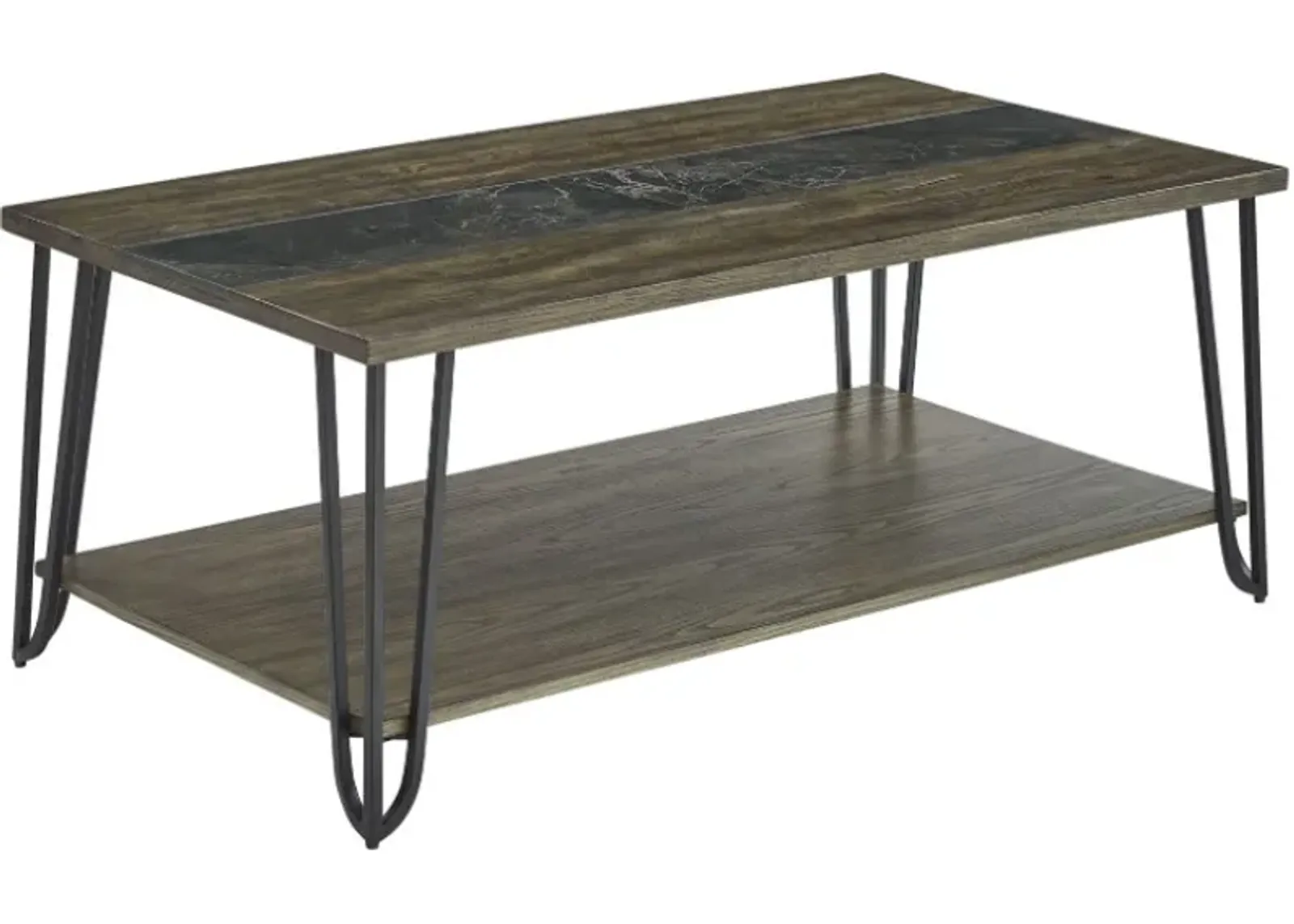 Steve Silver Co. Harper Dark Driftwood Cocktail Table with Sintered Stone Inlay