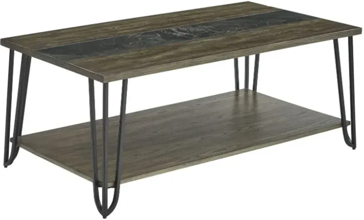 Steve Silver Co. Harper Dark Driftwood Cocktail Table with Sintered Stone Inlay