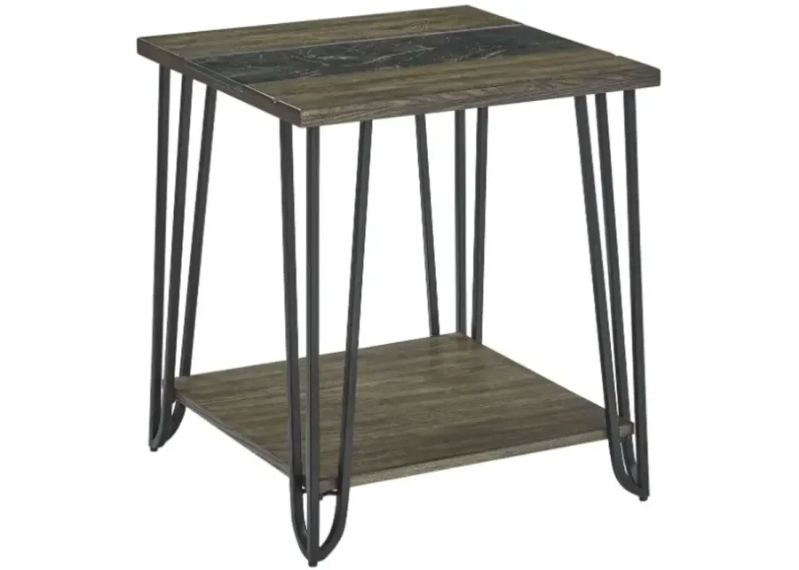 Steve Silver Co. Harper Dark Driftwood End Table with Sintered Stone Inlay