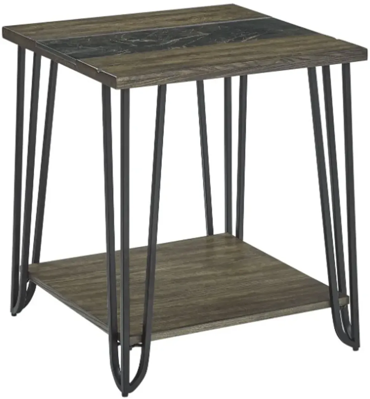 Steve Silver Co. Harper Dark Driftwood End Table with Sintered Stone Inlay