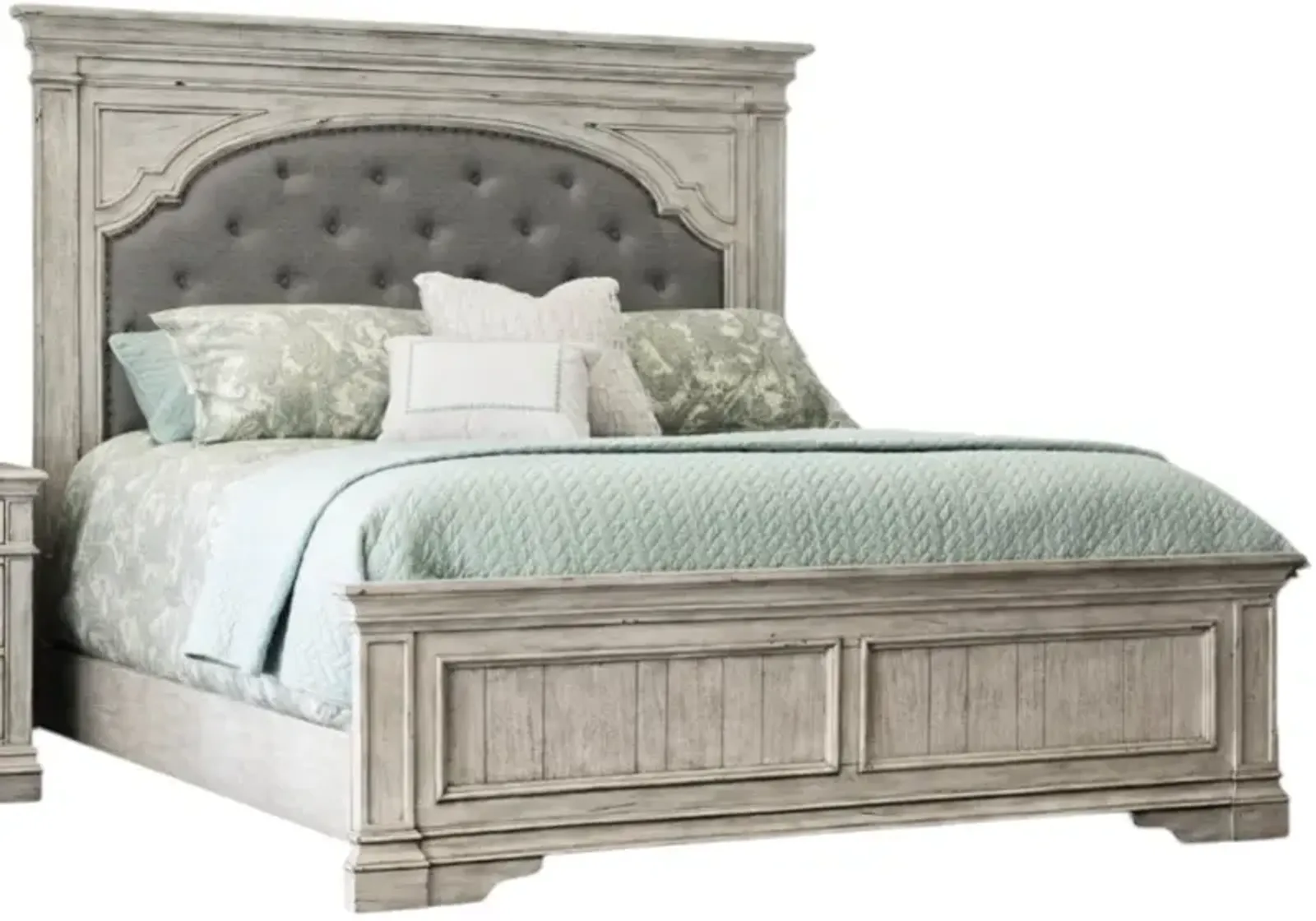 Steve Silver Co. Highland Park Cathedral White King Upholstered Panel Bed