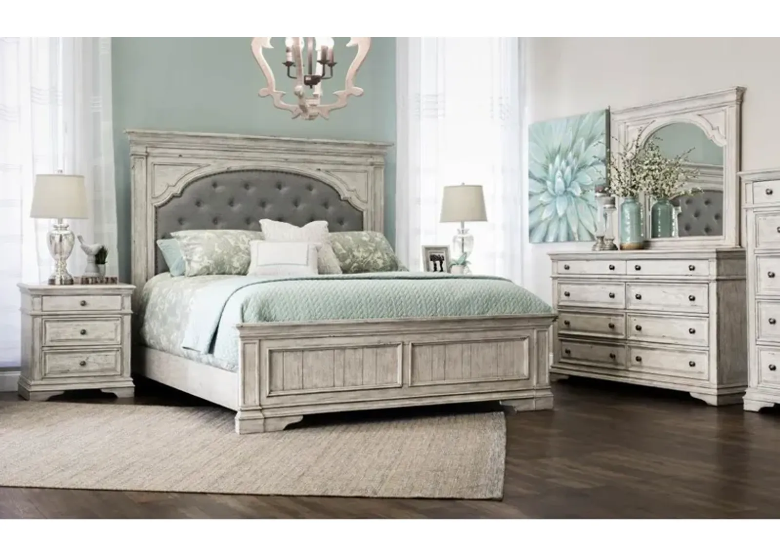 Steve Silver Co. Highland Park 4-Piece White King Bedroom Set