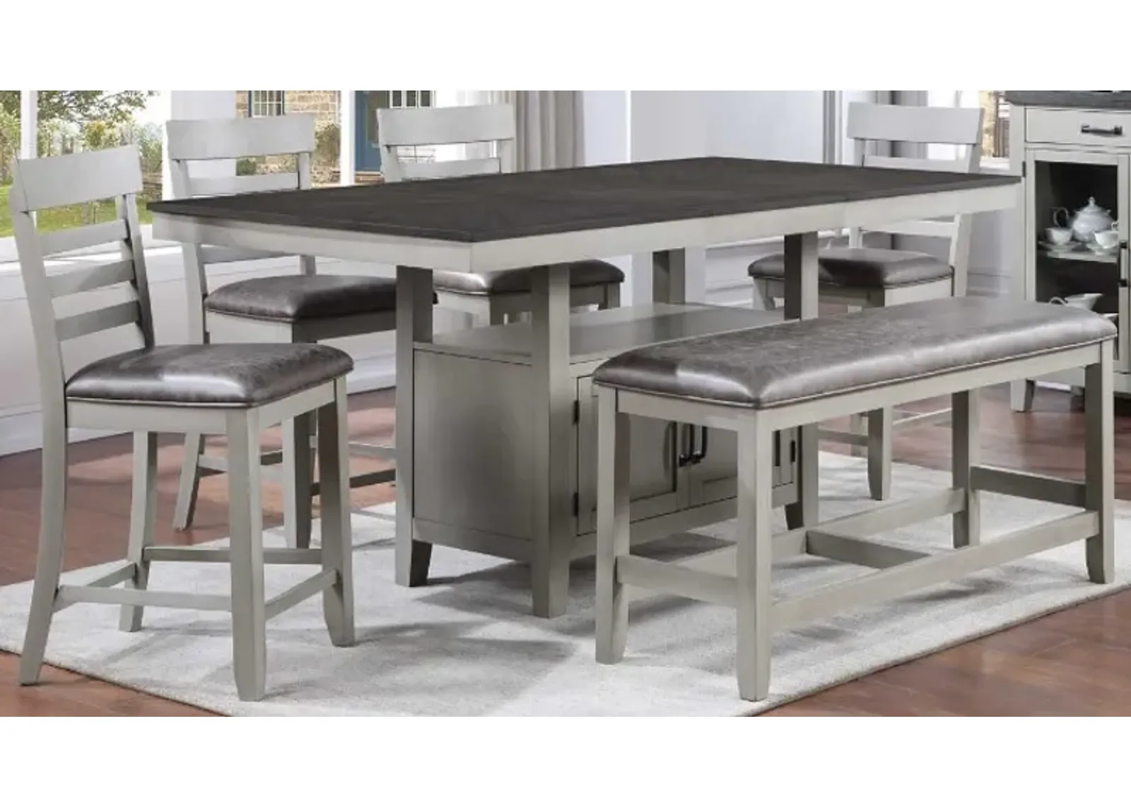 Steve Silver Co. Hyland 6-Piece Charcoal/Stone Gray Counter Dining Set