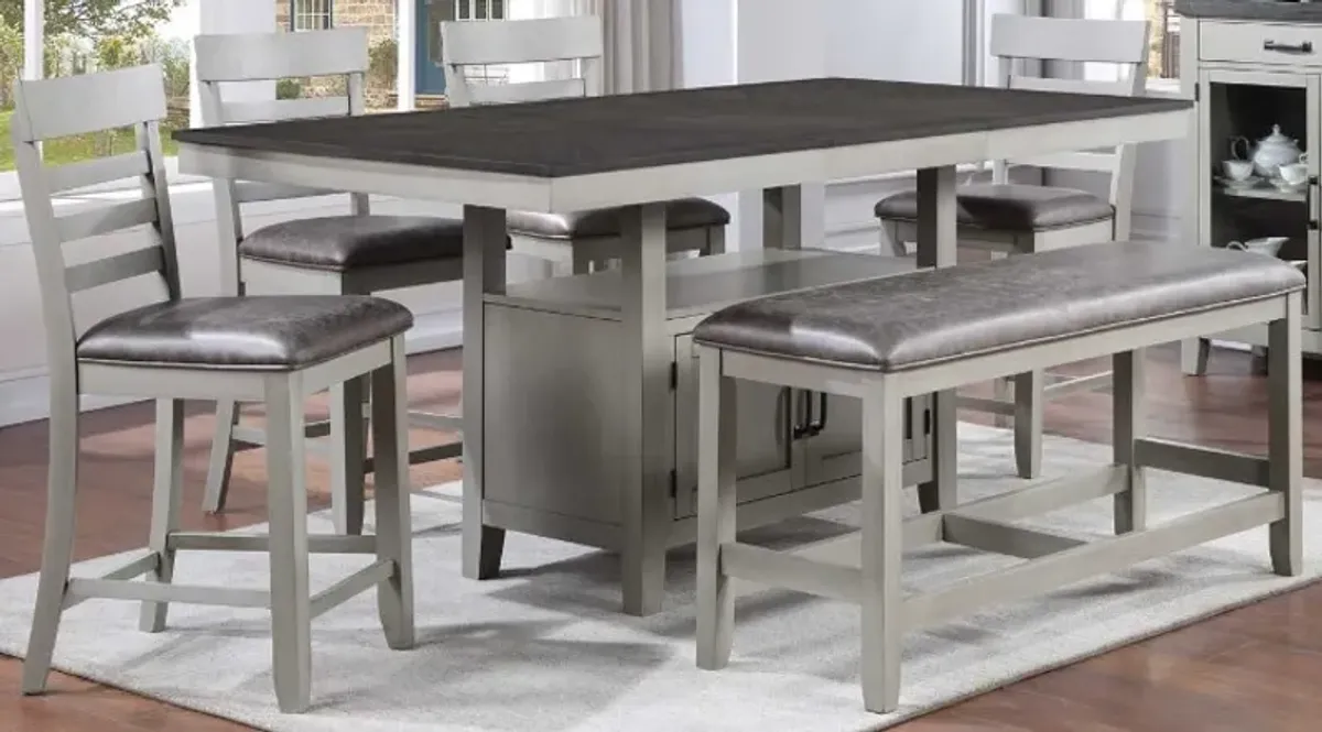 Steve Silver Co. Hyland 6-Piece Charcoal/Stone Gray Counter Dining Set