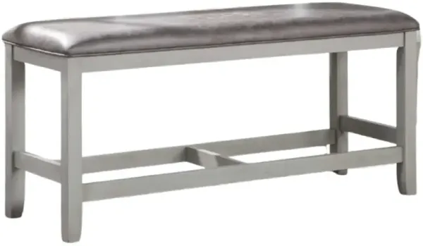 Steve Silver Co. Hyland Stone Gray/Vegan Rawhide Counter Bench