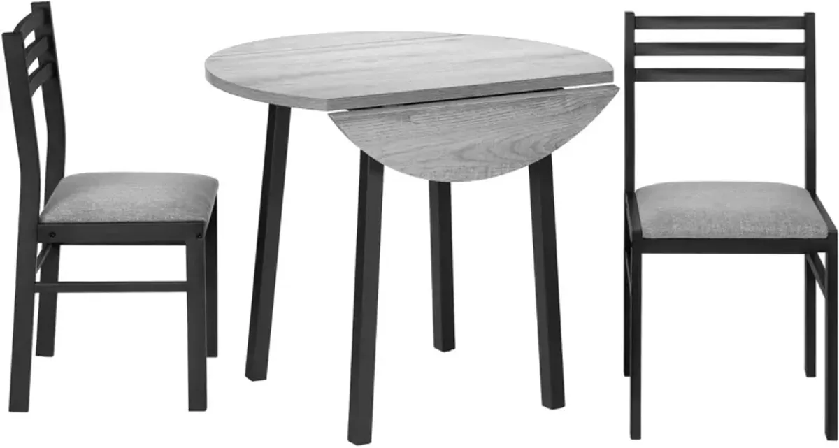 Monarch Specialties Inc. 3-Piece Grey/Black Dining Table Set