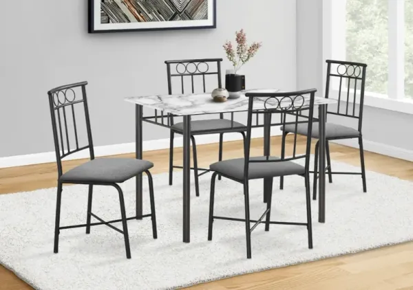 Monarch Specialties Inc. 5-Piece Black/White Dining Set