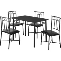 Dining Table Set, 5Pcs Set, Small, 40" Rectangular, Kitchen, Metal, Laminate, Black, Contemporary, Modern