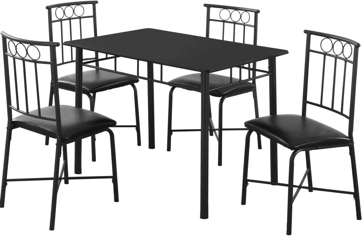 Dining Table Set, 5Pcs Set, Small, 40" Rectangular, Kitchen, Metal, Laminate, Black, Contemporary, Modern