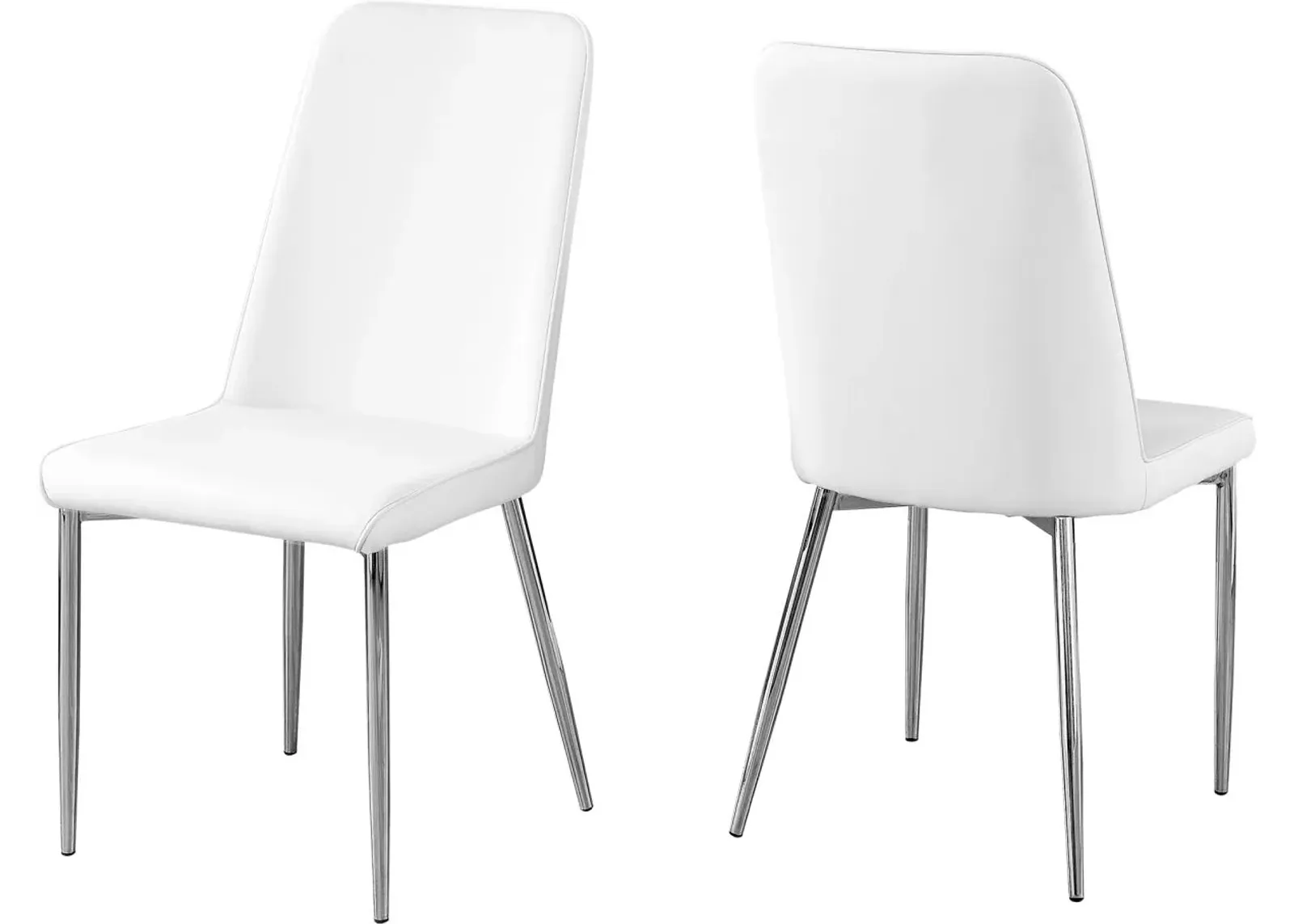 Dining Chair, Set Of 2, Side, Upholstered, Kitchen, Dining Room, Pu Leather Look, Metal, White, Chrome, Contemporary, Modern