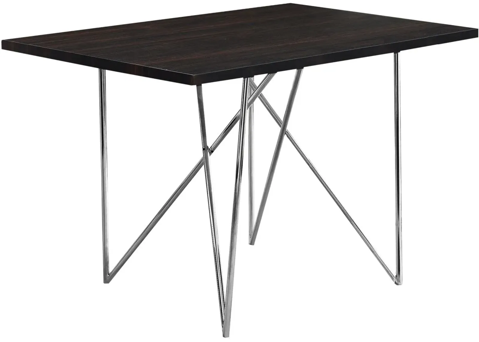 Dining Table, 48" Rectangular, Small, Kitchen, Dining Room, Metal, Laminate, Brown, Chrome, Contemporary, Modern