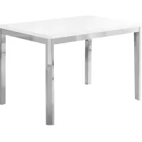 Dining Table, 48" Rectangular, Small, Kitchen, Dining Room, Metal, Laminate, White, Chrome, Contemporary, Modern