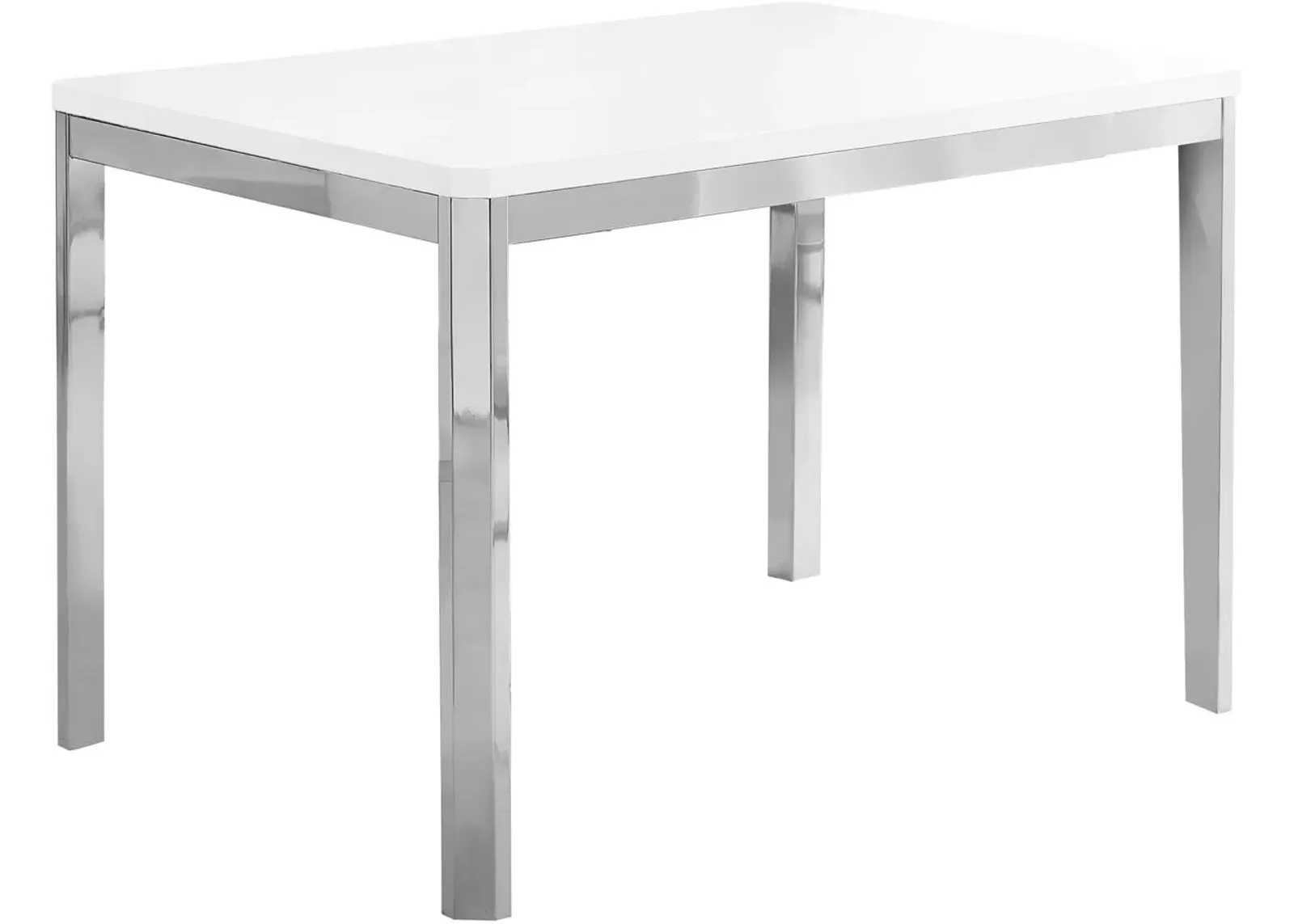 Dining Table, 48" Rectangular, Small, Kitchen, Dining Room, Metal, Laminate, White, Chrome, Contemporary, Modern