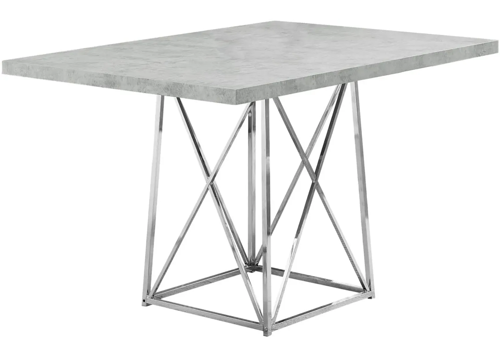 Dining Table, 48" Rectangular, Small, Kitchen, Dining Room, Metal, Laminate, Grey, Chrome, Contemporary, Modern