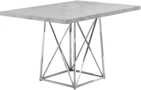 Dining Table, 48" Rectangular, Small, Kitchen, Dining Room, Metal, Laminate, Grey, Chrome, Contemporary, Modern