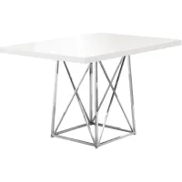 Dining Table, 48" Rectangular, Small, Kitchen, Dining Room, Metal, Laminate, Glossy White, Chrome, Contemporary, Modern