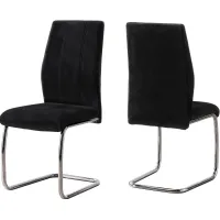 Dining Chair, Set Of 2, Side, Upholstered, Kitchen, Dining Room, Velvet, Metal, Black, Chrome, Contemporary, Modern