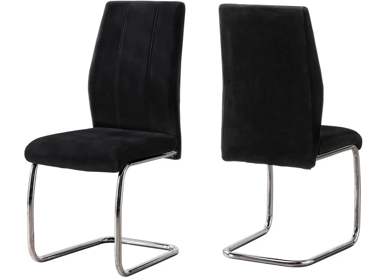 Dining Chair, Set Of 2, Side, Upholstered, Kitchen, Dining Room, Velvet, Metal, Black, Chrome, Contemporary, Modern