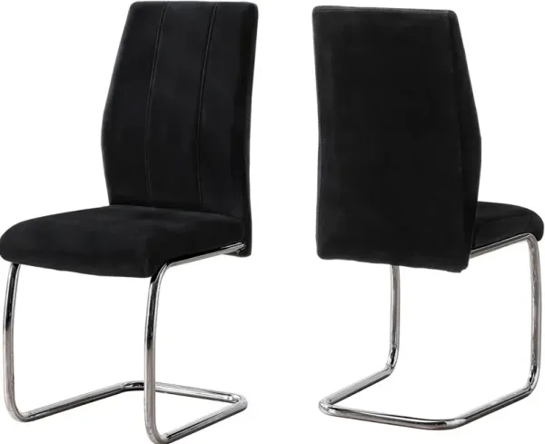 Dining Chair, Set Of 2, Side, Upholstered, Kitchen, Dining Room, Velvet, Metal, Black, Chrome, Contemporary, Modern