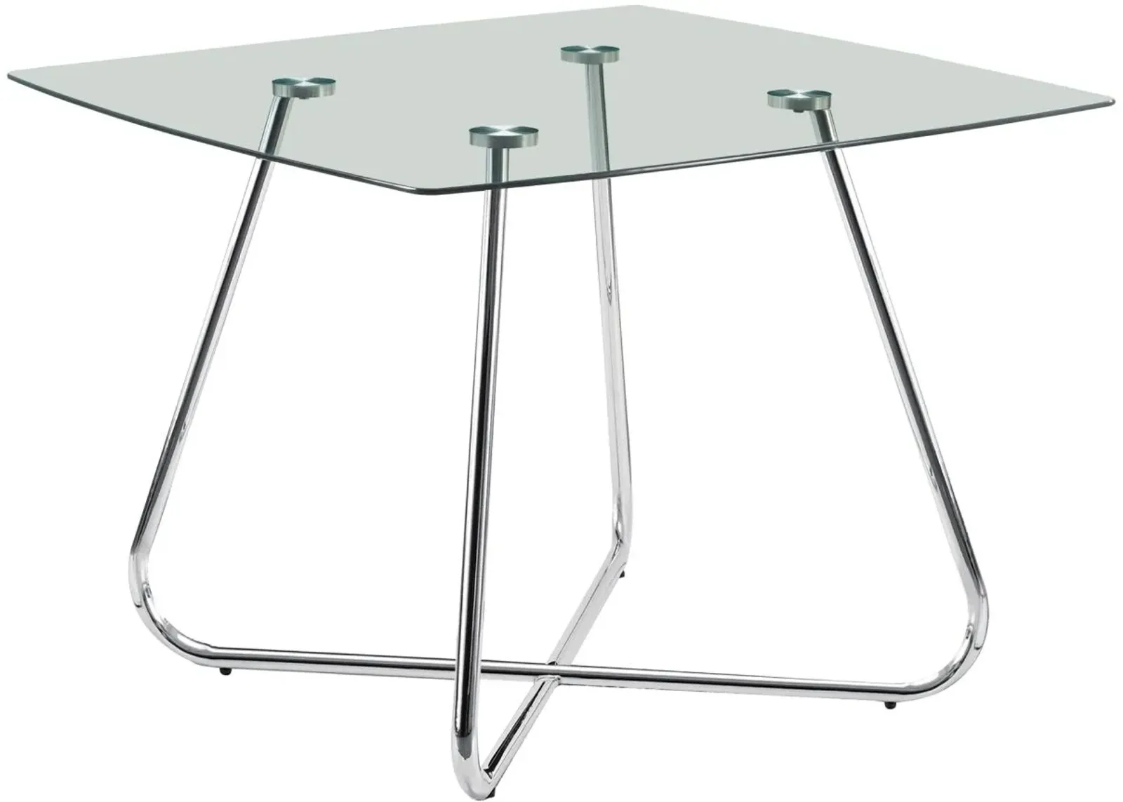 Dining Table, 48" Rectangular, Small, Kitchen, Dining Room, Metal, Tempered Glass, Chrome, Clear, Contemporary, Modern