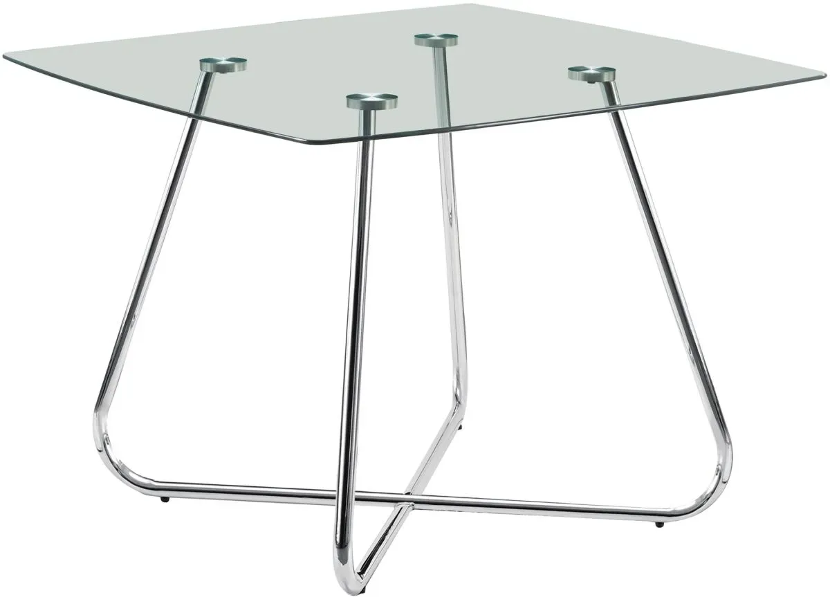 Dining Table, 48" Rectangular, Small, Kitchen, Dining Room, Metal, Tempered Glass, Chrome, Clear, Contemporary, Modern