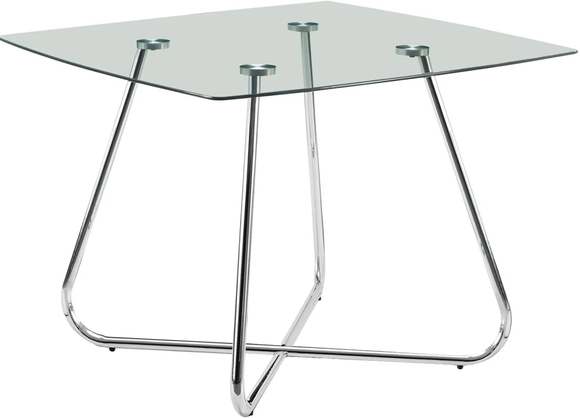 Dining Table, 48" Rectangular, Small, Kitchen, Dining Room, Metal, Tempered Glass, Chrome, Clear, Contemporary, Modern