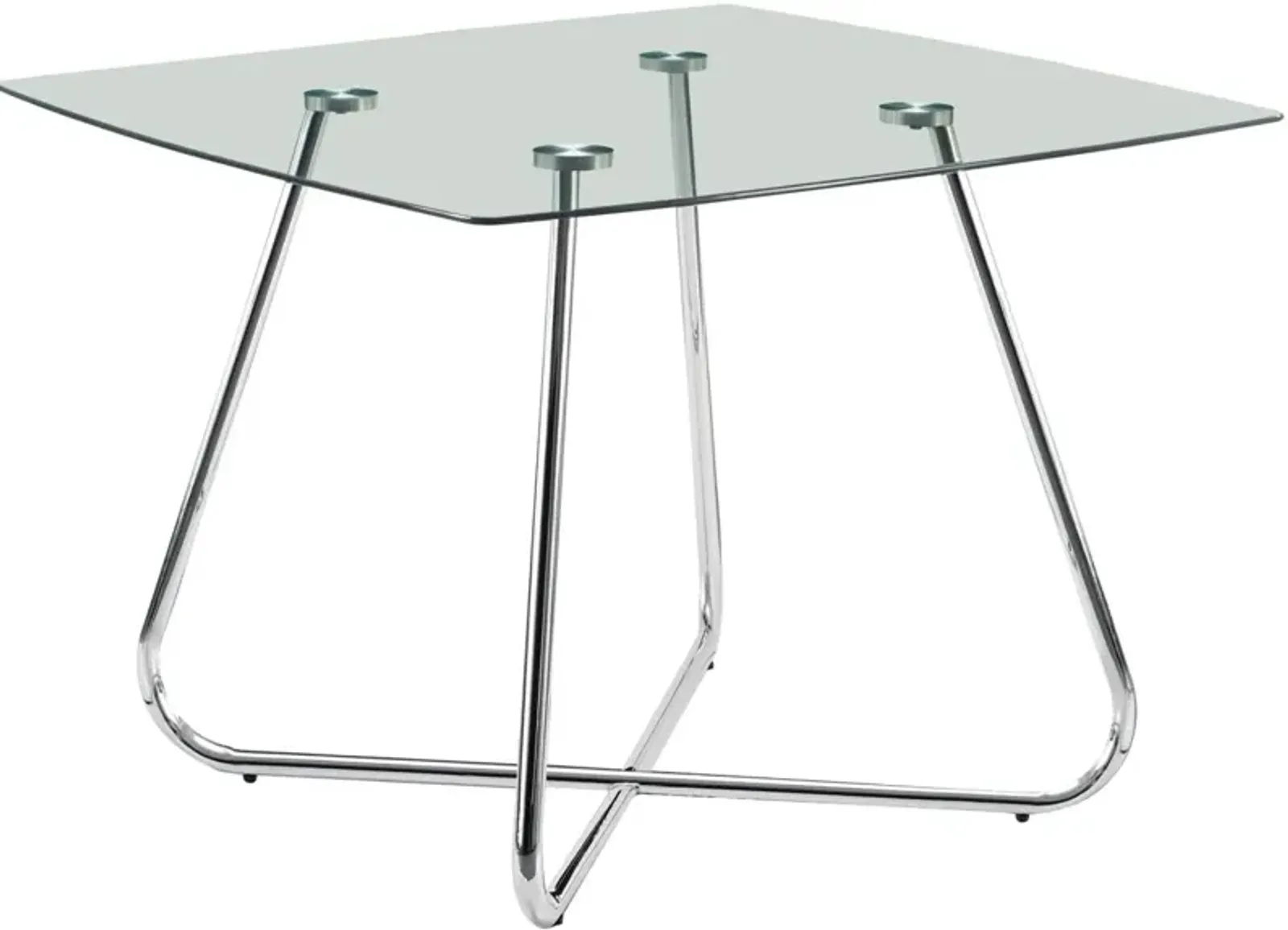 Dining Table, 48" Rectangular, Small, Kitchen, Dining Room, Metal, Tempered Glass, Chrome, Clear, Contemporary, Modern