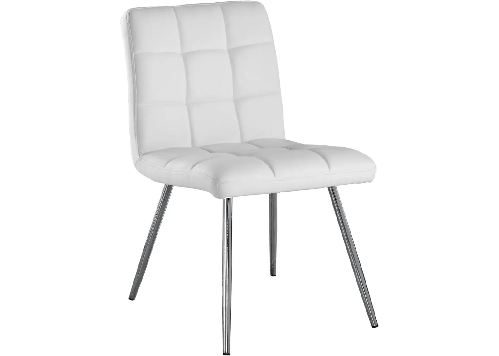 Dining Chair, Set Of 2, Side, Upholstered, Kitchen, Dining Room, Pu Leather Look, Metal, White, Chrome, Contemporary, Modern