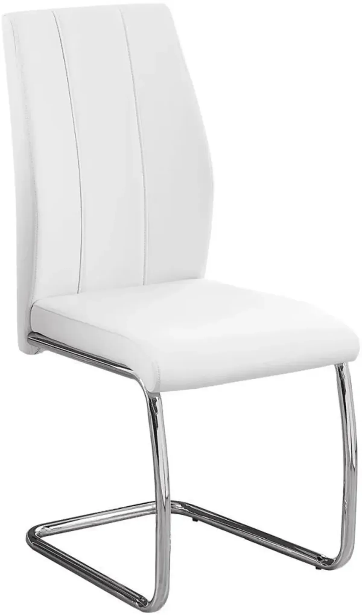 Dining Chair, Set Of 2, Side, Upholstered, Kitchen, Dining Room, Pu Leather Look, Metal, White, Chrome, Contemporary, Modern