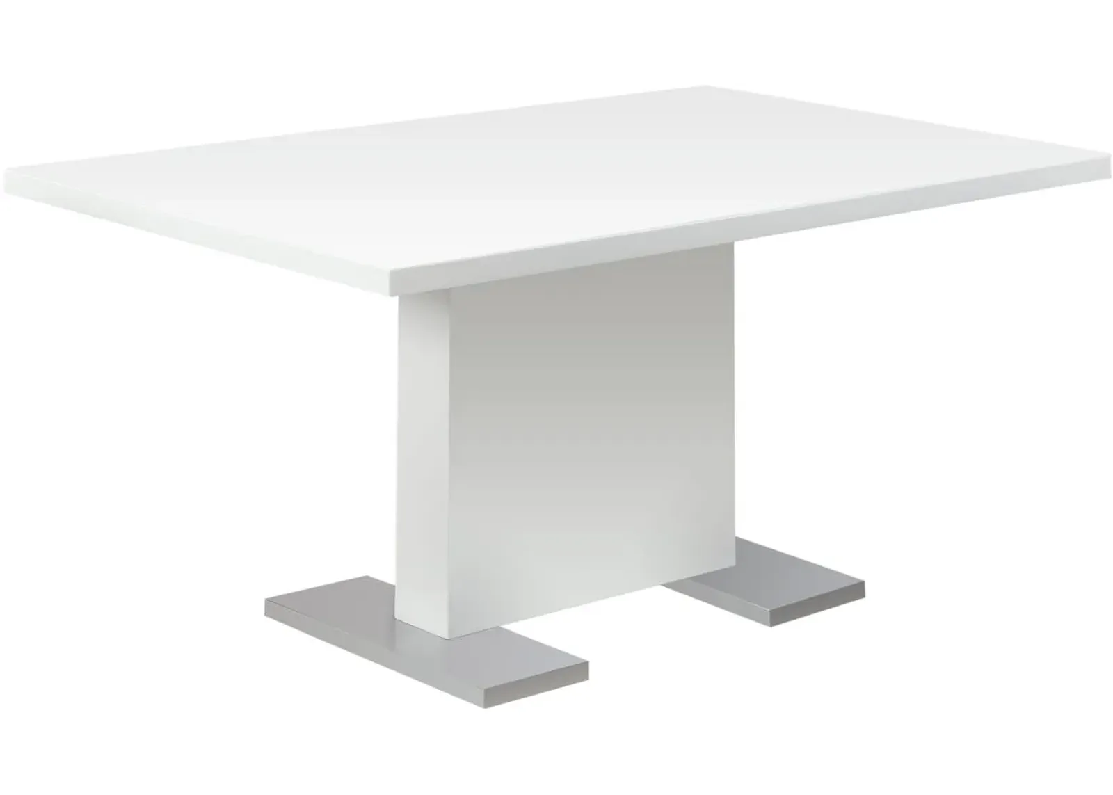 Dining Table, 60" Rectangular, Kitchen, Dining Room, Metal, Laminate, Glossy White, Chrome, Contemporary, Modern