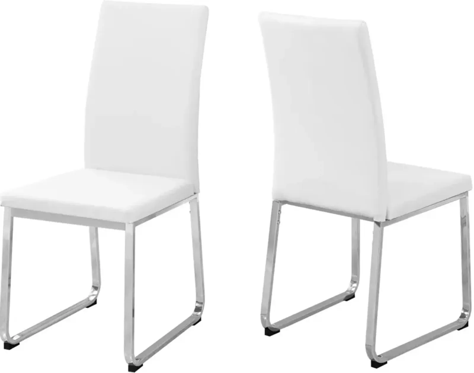 Dining Chair, Set Of 2, Side, Upholstered, Kitchen, Dining Room, Pu Leather Look, Metal, White, Chrome, Contemporary, Modern