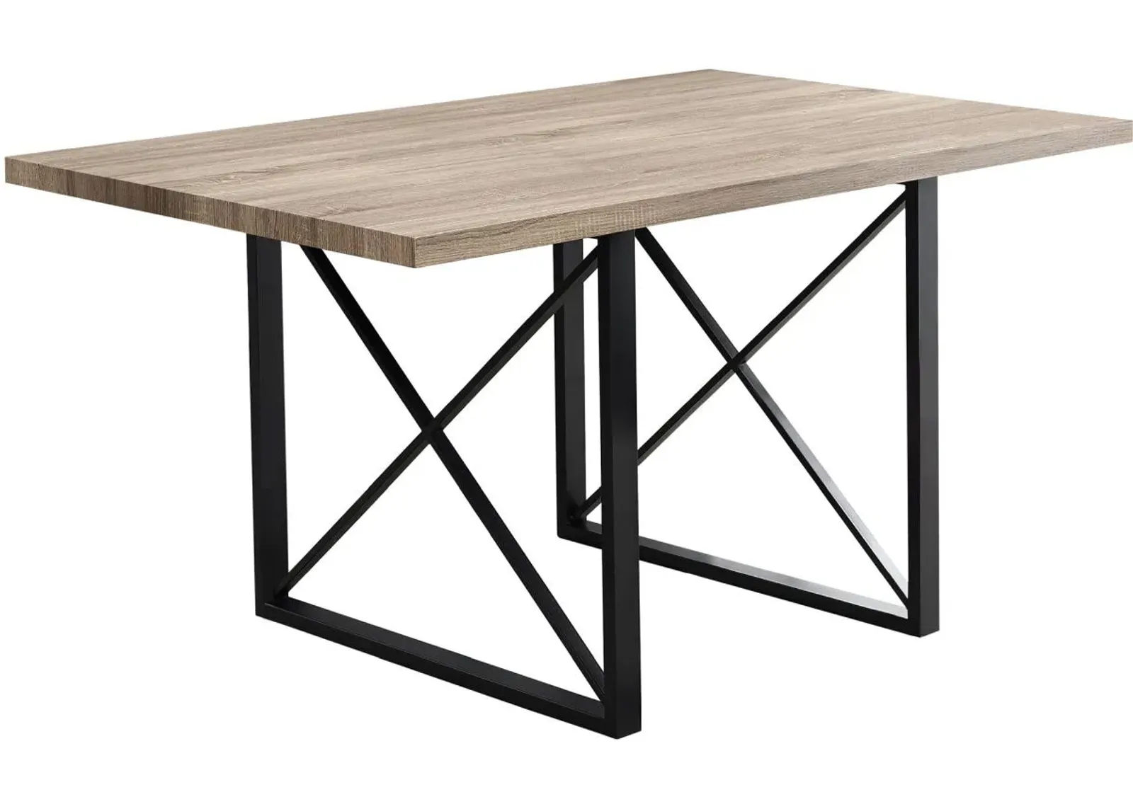 Dining Table, 60" Rectangular, Kitchen, Dining Room, Metal, Laminate, Brown, Black, Contemporary, Modern