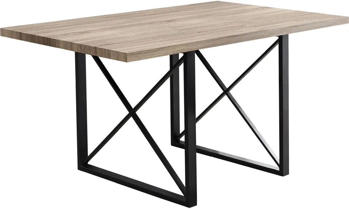 Dining Table, 60" Rectangular, Kitchen, Dining Room, Metal, Laminate, Brown, Black, Contemporary, Modern