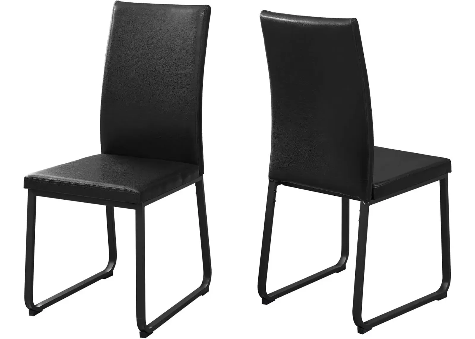 Dining Chair, Set Of 2, Side, Upholstered, Kitchen, Dining Room, Pu Leather Look, Metal, Black, Contemporary, Modern