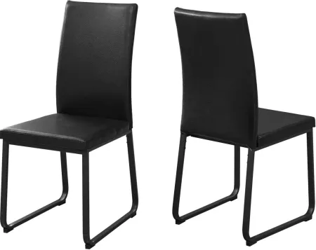 Dining Chair, Set Of 2, Side, Upholstered, Kitchen, Dining Room, Pu Leather Look, Metal, Black, Contemporary, Modern