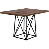 Dining Table, 48" Rectangular, Small, Kitchen, Dining Room, Metal, Laminate, Brown, Black, Contemporary, Modern