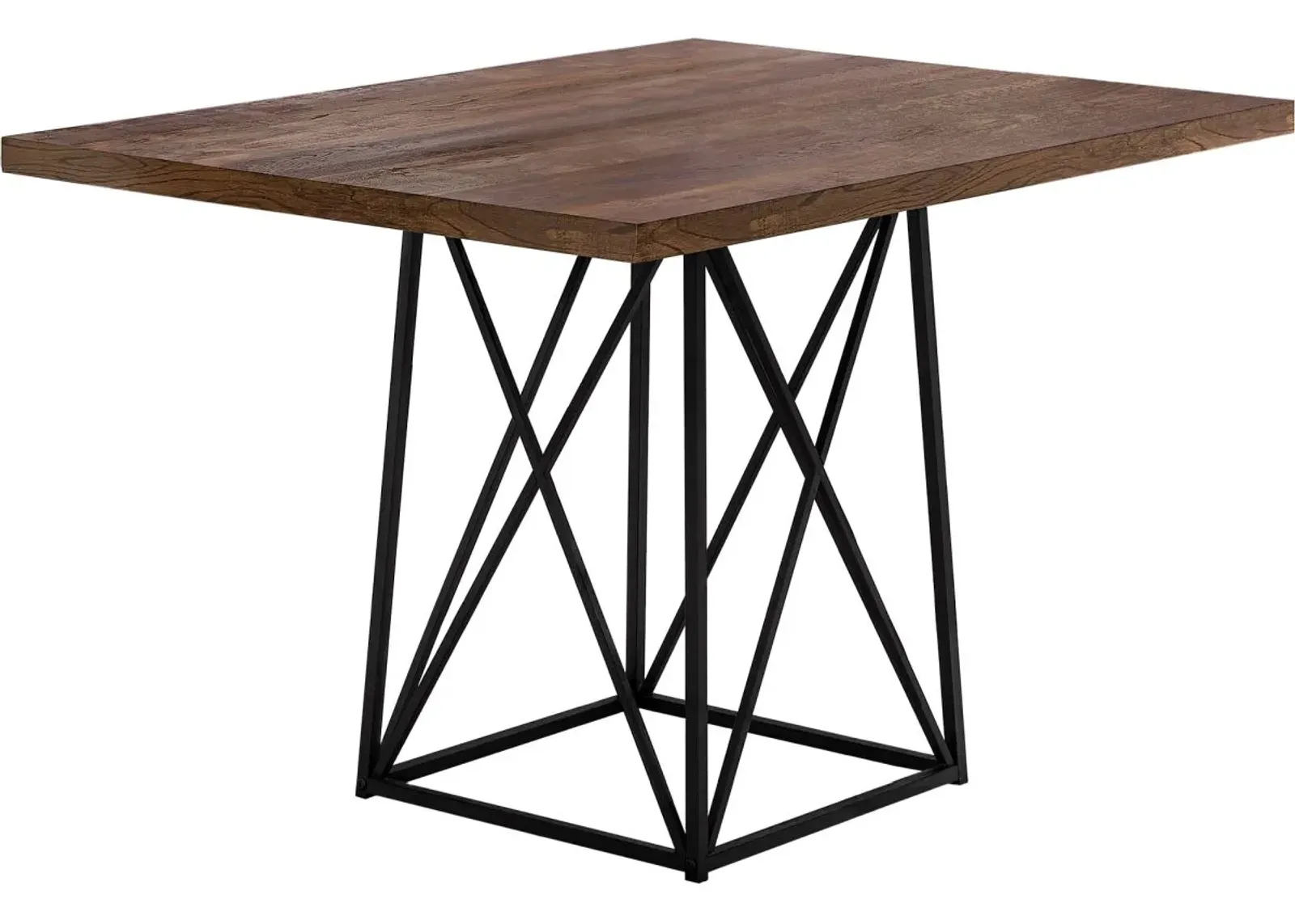 Dining Table, 48" Rectangular, Small, Kitchen, Dining Room, Metal, Laminate, Brown, Black, Contemporary, Modern