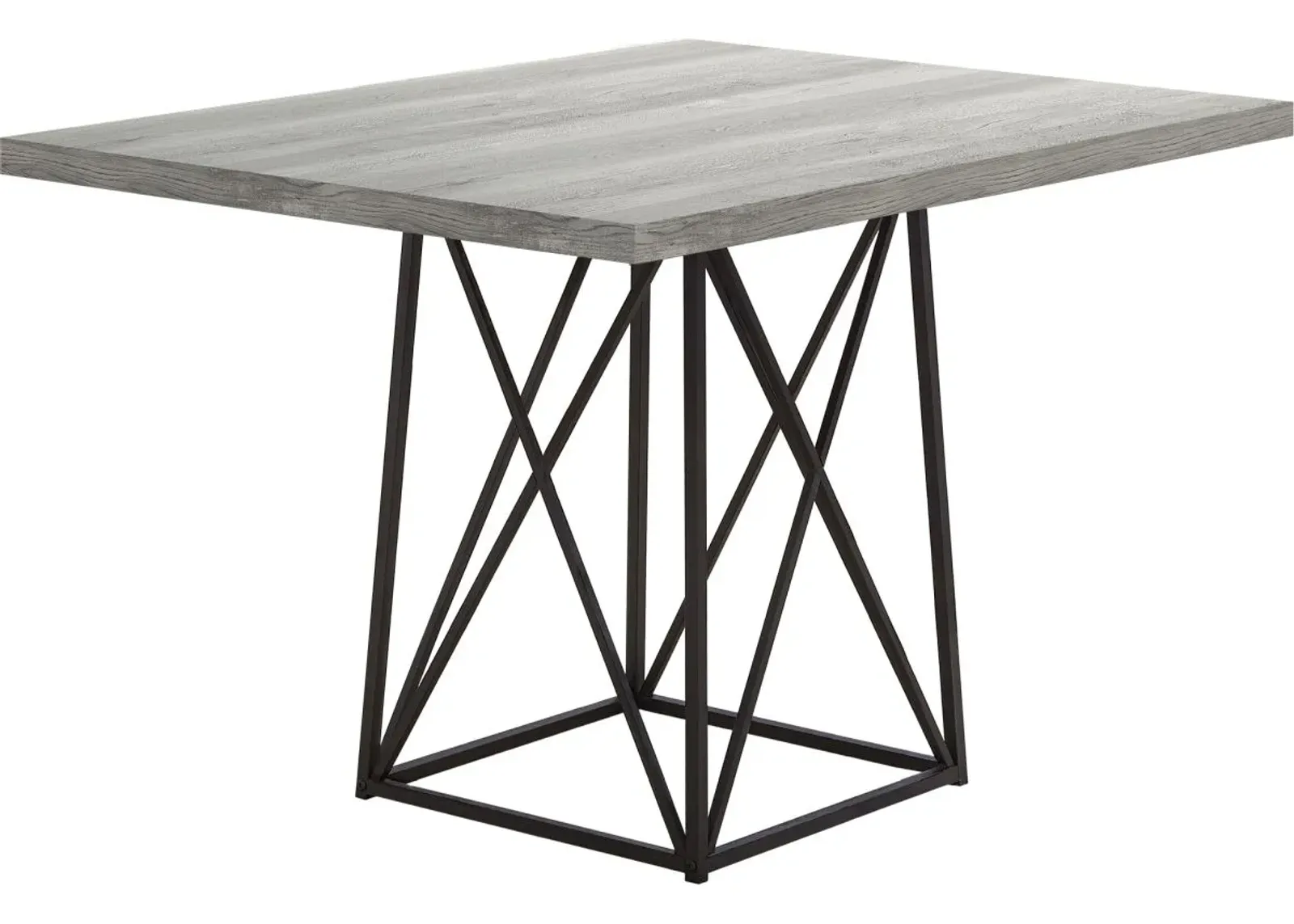 Dining Table, 48" Rectangular, Small, Kitchen, Dining Room, Metal, Laminate, Grey, Black, Contemporary, Modern